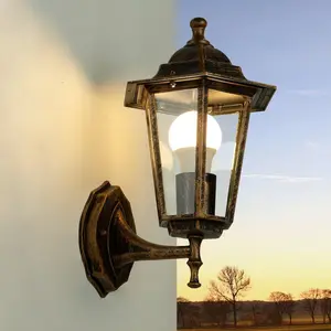 LICHT-ERLEBNISSE PARIS Nostalgische Wandlaterne Außen in Kupfer Antik ...