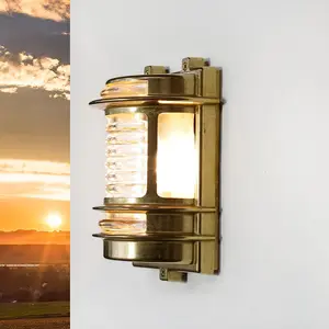 Licht-Erlebnisse Außenlampe Wand GRACIA aus Messing massiv Maritim Wan...