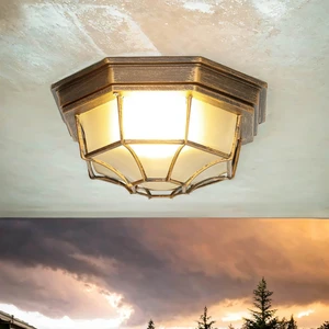 Licht-Erlebnisse Deckenleuchte Außen "Milano" Kupfer Antik Aluminium E...