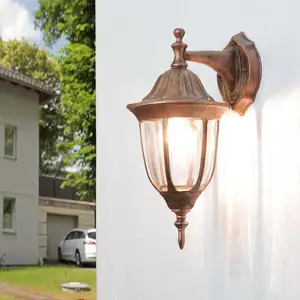 Licht-Erlebnisse Außenleuchte Wand Hof Haus IP44 Kupfer E27 Glas Alumi...