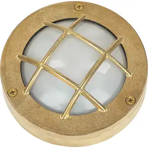 Licht-Erlebnisse Außenleuchte Wand IP64 G9 Ø 14 cm Glas Messing massiv...