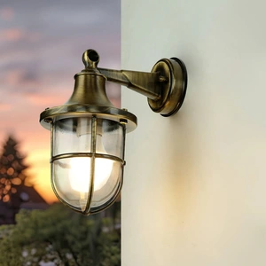 Licht-Erlebnisse Wandleuchte Messing IP64 Maritim wetterfest SANTORIN ...