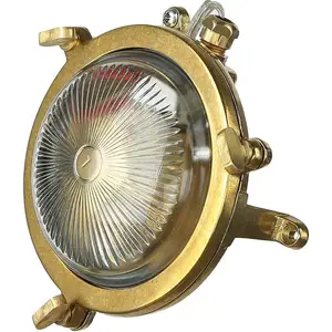 Licht-Erlebnisse Außenleuchte Wand IP44 G9 Ø 14 cm Messing massiv Mari...
