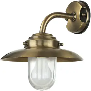 Licht-Erlebnisse Außenleuchte Wand IP64 E27 Echt-Messing Maritim Haus ...