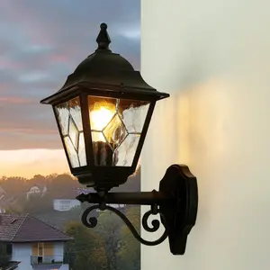 LICHT-ERLEBNISSE Wandlampe außen Schwarz IP43 Rustikal Aluminium Kirch...