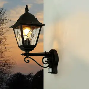 LICHT-ERLEBNISSE Außenwandleuchte Bewegungsmelder Schwarz Garten Haus ...