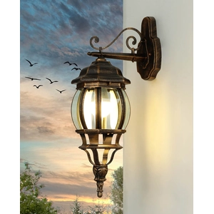 LICHT-ERLEBNISSE Nostalgische Außenlampe "Brest" Aluminium Glas Kupfer...