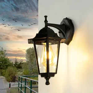 Licht-Erlebnisse PARIS Schwarze Wandlampe Vintage Aluminium Glas Schir...