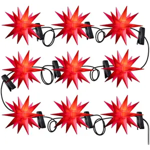 LED-Lichterkette mit Baby-Sternen außen 9-fl. rot