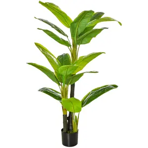 HOMCOM künstlicher Bananenbaum Dekorative Kunstpflanze 150 cm für Innen & Außen im Kunststofftopf pflegeleicht Aosom.de günstig