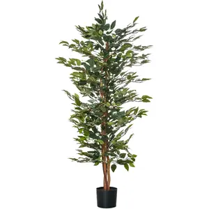 HOMCOM künstlicher Ficus-Baum Dekorative Kunstpflanze 150 cm für Innen... günstig