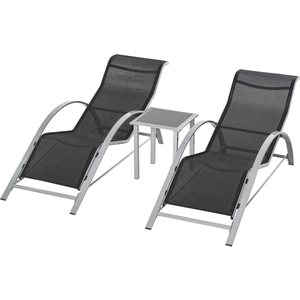 Outsunny 3-tlg Gartenliege mit Tisch Gartensitzgruppe Metall Mesh Schw... günstig
