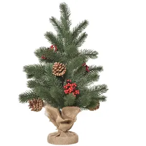 HOMCOM Weihnachtsbaum 50 cm Kunsttanne mit 55 Zweigen, 4 roten Beeren ...