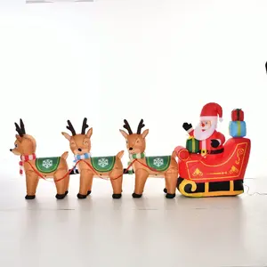 HOMCOM Aufblasbarer Weihnachtsmann auf Schlitten mit 3 Hirschen 1,3 m ...