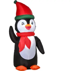 HOMCOM Aufblasbarer Weihnachts-Pinguin 1,6 m mit Lichtern, beleuchtete...