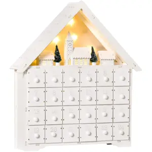 HOMCOM Adventskalender zum Befüllen mit 24 Schubladen & LED-Lichtern, ...