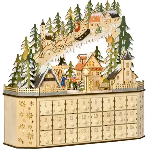 HOMCOM Adventskalender zum Befüllen mit 24 Schubladen und LED-Lichtern...