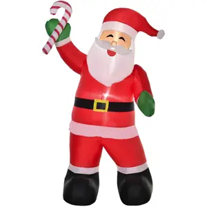 HOMCOM aufblasbarer Weihnachtsmann mit Zuckerstange, 250 cm, mit LED, ...