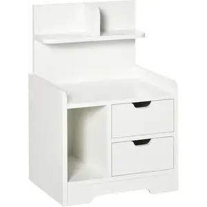 HOMCOM Nachttisch mit 2 Schubladen Nachtschrank moderner Nachtkommode mit offenen Ablage Weiß 40 x 30 x 60 cm Aosom günstig