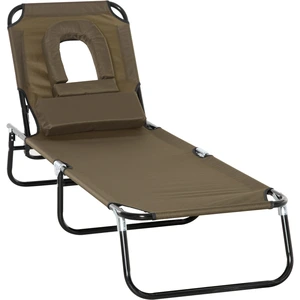 Outsunny Sonnenliege für Balkon, 1-St, 190L x 56B x 28H cm, Gartenliege mit Lesefenster, faltbarem Design, wasserabweisend, Oxford-Stoff, Braun  Aosom günstig