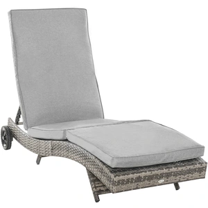 Outsunny Polyrattan Sonnenliege Gartenliege mit Kissen 5-stufig verste... günstig
