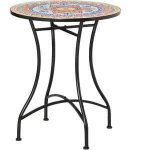 Outsunny Gartentisch Mosaiktisch rund Bistrotisch Beistelltisch mit Mo... günstig