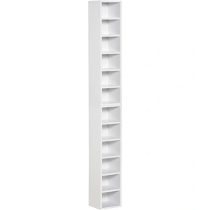 HOMCOM CD-Ständer 2er Set Holzregal mit 12 Ablagefächern Medienregal in Weiß 21x19,2x88,3cm für CDs DVDs & Bücher Aosom.de günstig