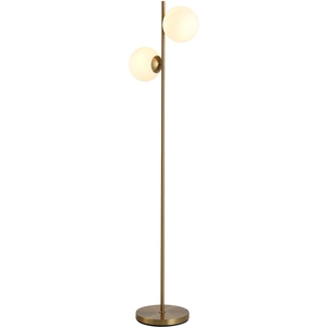 HOMCOM Stehlampe Standleuchte 2-teilig mit Glas-Lampenschirm, Stahl und Glas, 165cm hoch, gold und weiß, modernes Design für Wohnzimmer Aosom.de günstig