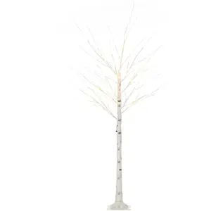 HOMCOM Kunstbaum 180 cm Birkenbaum mit LED-Beleuchtung, Weihnachtsdeko in Warmweiß, Kunstbirke für Zuhause, Party, Geburtstag & Hochzeit Aosom.de günstig