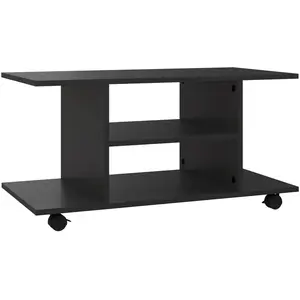 HOMCOM TV-Schrank Fernsehschrank TV Lowboard mit offenen Ablageflächen 4 Rollen TV-Bank Fernsehtisch bis zu 42 Zoll Spanplatte Schwarz 80 x 40 x 40cm Aosom günstig
