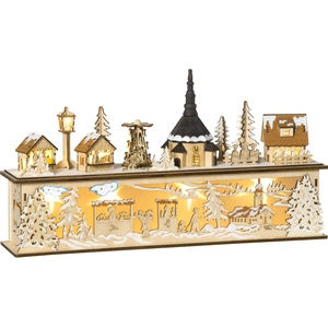 HOMCOM Weihnachtsdeko verschneites Weihnachtsdorf mit 10 LEDs beleucht...