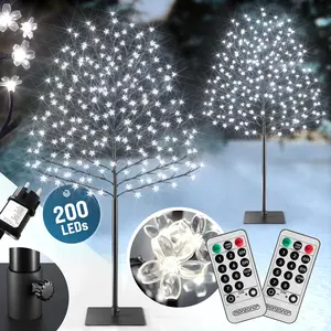 MONZANA® Kirschblütenbaum 180cm 2er Set mit je 200 LED Fernbedienung A...