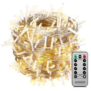 MONZANA® LED Lichterkette 400 LED 40m Warmweiß transparentes Kabel