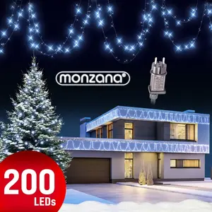 MONZANA® LED Lichterkette 200 LED 20m Kaltweiß
