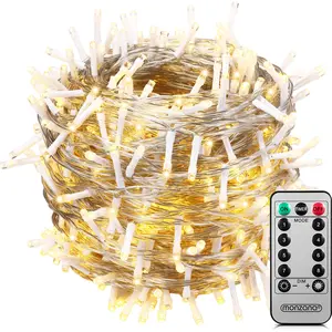 MONZANA® LED Lichterkette 600 LED 60m Warmweiß transparentes Kabel