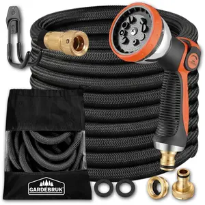 GARDEBRUK® Flexibler Gartenschlauch 7,5m 3fach Latexkern Vollmessing A...