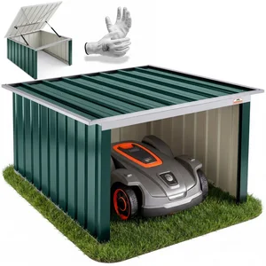 Gardebruk Mähroboter-Garage, Pultdach Metall 89x90x54cm Wetterbeständig Dach klappbar 4x Erdanker günstig