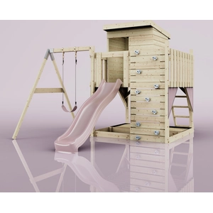 PolarPlay OutdoorToys Spielturm Alma aus Holz in Rosa Altrosa, mit Kin... günstig