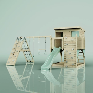 PolarPlay OutdoorToys Spielturm Aksel aus Holz in Grün Mintgrün, mit T... günstig