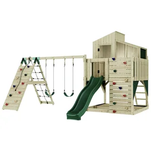 PolarPlay OutdoorToys Spielturm Finn aus Holz in Dunkelgrün mit Kinder... günstig