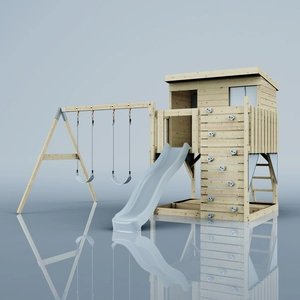 PolarPlay OutdoorToys Spielturm Nils aus Holz in Blau Eisblau, mit Kin... günstig