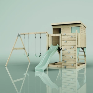PolarPlay OutdoorToys Spielturm Nils aus Holz in Grün Mintgrün, mit Ki... günstig