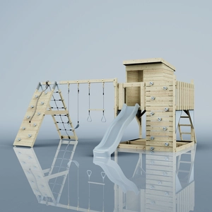 PolarPlay OutdoorToys Spielturm Frida aus Holz in Blau Eisblau, mit Trapezstange günstig