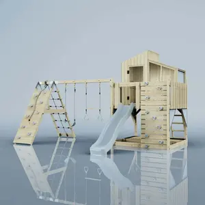 PolarPlay OutdoorToys Spielturm Finn aus Holz in Blau Trapezstange günstig
