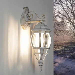 Licht-Erlebnisse Rustikale Außenlampe Wand in Weiß Gold E27 IP44 Later...