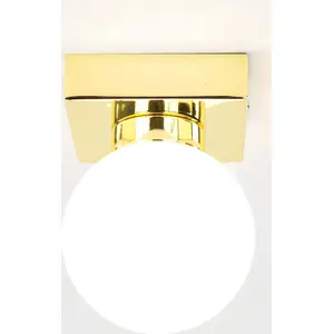 Badlampe Wand Decke in Gold Weiß Glas Kugel Schirm STAR