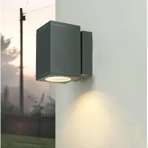 LICHT-ERLEBNISSE Kleine Außenleuchte Anthrazit IP54 eckig H: 13,7 cm E...