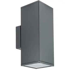 LICHT-ERLEBNISSE Außenleuchte Anthrazit Up Down IP54 eckig H: 30 cm 2x...