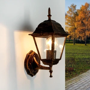 Licht-Erlebnisse Außenleuchte Wand in Schwarz Kupfer IP44 E27 Glas Alu...