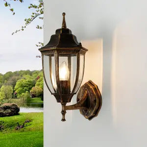 Licht-Erlebnisse Wandleuchte außen Terrasse Haus IP44 Kupfer E27 Glas ...